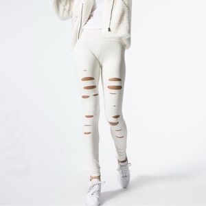 ALO Yoga High Waist Ripped Warrior Leggings, Size S